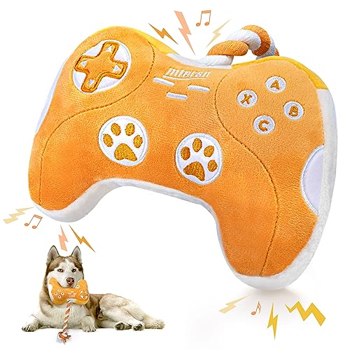 MTERSN Plüsch-Hundespielzeug: Interaktives Quietsch-Hundespielzeug mit Knisterpapier und Gaming-Controller-Form, Hundespielzeug – lustiges Kauspielzeug für Hunde mit 3 Quietschern für Welpen, kleine, von MTERSN