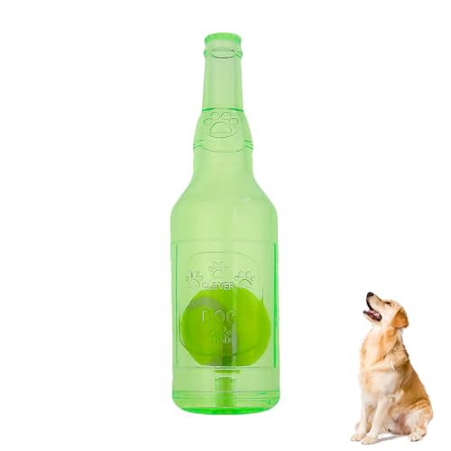 MTNSPTCR Bierflasche Hund Kauspielzeug mit Tennis im Inneren, Lustiges Quietschen Hund Kauspielzeug Zähne Schleifen Spielzeug, Interaktive Weinflasche Hundespielzeug Zahnreinigung Spielzeug für Hunde von MTNSPTCR