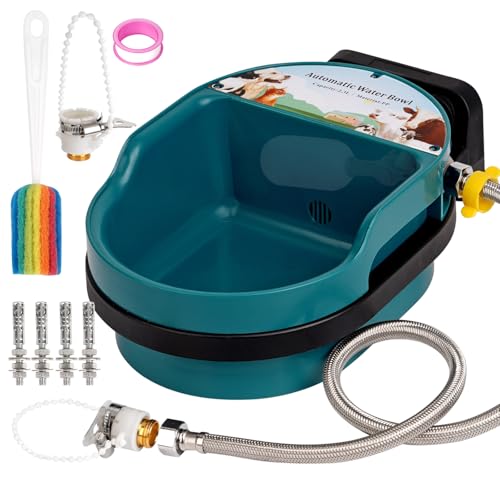 MUALROUS Automatischer Wasserspender für Hund, 2,3 l Auto Kuh Wassernapf für Hund Huhn Selbstfüllung mit wasserdichter Klebebandbürste und Wasserpfeife, Outdoor Hund Pferd Schwein Wassernapf von MUALROUS