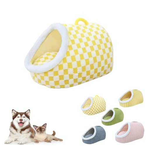 Cozy Hideaway Pet Bed for Dog Cats, Anti Anxiety Calming Plush Pet Beds with Cover Cave, Thick Plush Warm Slipper Pet Bed for Small Medium Pets Non-Slip Washable von MUGUOY