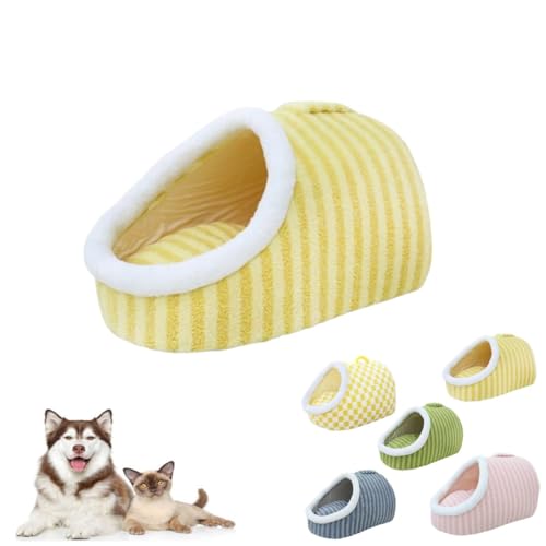 Cozy Hideaway Pet Bed for Dog Cats, Anti Anxiety Calming Plush Pet Beds with Cover Cave, Thick Plush Warm Slipper Pet Bed for Small Medium Pets Non-Slip Washable von MUGUOY