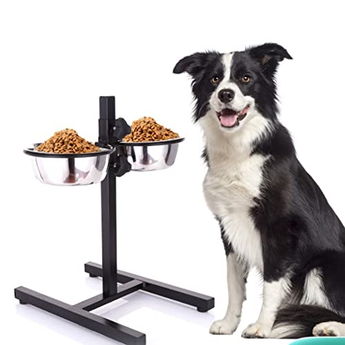 Futterstation für Hunde, Edelstahl, verstellbar, erhöhter Futternapf, ideal für große oder alte Hunde, 2 x 1800 ml von MUL-BOUTIQUE