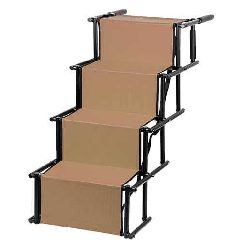 MUL-BOUTIQUE Treppe mit 4 Stufen für Tiere, zusammenklappbare Treppe für Hunde, abnehmbare Rampe, rutschfeste Oberfläche, geeignet für Hunde bis 75 kg (Braun, 139 x 76 x 45 cm) von MUL-BOUTIQUE