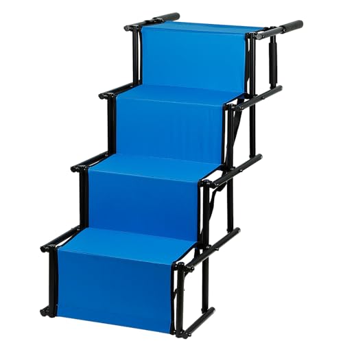 MUL-BOUTIQUE Treppe mit 4 Stufen für Tiere, zusammenklappbare Treppe für Hunde, abnehmbare Rampe, rutschfeste Oberfläche, geeignet für Hunde bis 75 kg (blau, 139 x 76 x 45 cm) von MUL-BOUTIQUE