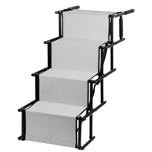 MUL-BOUTIQUE Treppe mit 4 Stufen für Tiere, zusammenklappbare Treppe für Hunde, abnehmbare Rampe, rutschfeste Oberfläche, geeignet für Hunde bis 75 kg (grau, 139 x 76 x 45 cm) von MUL-BOUTIQUE