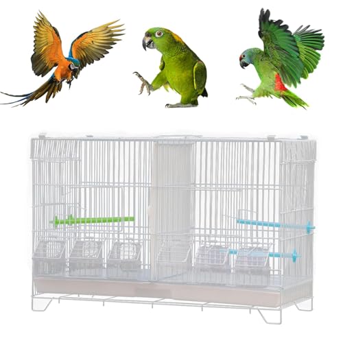 MUL-BOUTIQUE Vogelkäfig für Voliere mit Futterhäuschen, tragbarer Vogelkäfig aus Metalldraht mit Griff, Schubladenplatte, Vogelkäfig für Papageien mit Trennwand (weiß, 60 x 26 x 39,5 cm) von MUL-BOUTIQUE