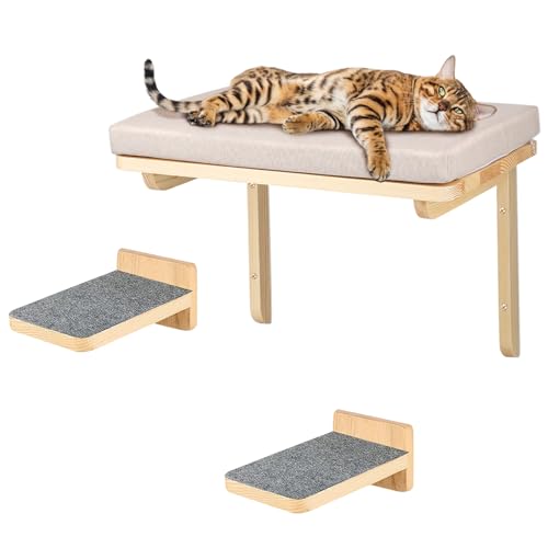 MUL-BOUTIQUE Wand-Katzenwand, Wandregal für Katzen, mit 2 Stufen, geeignet für die meisten Kätzchen, mittelgroße und große Katzen von MUL-BOUTIQUE