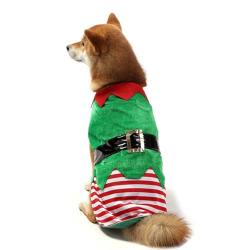 Hundeweste Kleidung Weihnachtskostüm für kleine bis große Hunde + grün) Elfenkleidung und grüne Elfenbekleidung Hund Weihnachtskostüm von MULAIDI