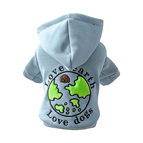 MULAIDI Hunde Camping Kleidung Liebe Erde Umweltthema Kleidung Liebe Erde Pullover Frühlings Welpen Pyjama Blaue Farbe Hunde Pullover Pyjama von MULAIDI