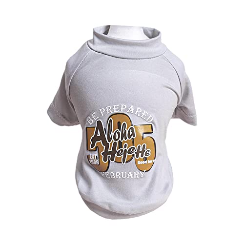 MULAIDI Hunde Frühlings T Shirt Mit Lustigem Aufdruck „505-Aloha“ Grauer Pullover Bekleidung Welpen Sommerbekleidung Hunde T Shirts Für Hunde Und Mädchen von MULAIDI