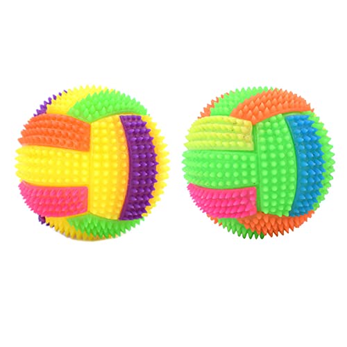MULAIDI Kauspielzeug für kleine bis große Rassen, quietschend, leuchtendes Gummi für Welpen, saubere Zähne, lindert Langeweile, Quietschball, Spielzeug, klein von MULAIDI