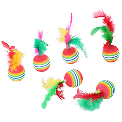 MULAIDI Regenbogenball mit Federn, Schaumstoff, lustiges interaktives Kauspielzeug von MULAIDI