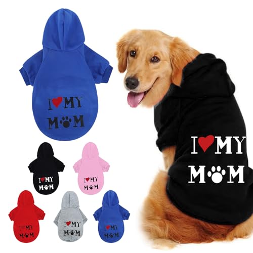 Hunde Warm Hoodies Mantel Kleidung Pullover Haustier Welpen T-Shirt Hunde Kapuzenpulli Warm Leicht, Pet Bekleidung Hunde Shirt Wärmer Sweatshirt Baumwoll Jackett Mantel Kleiner Hund (Black, 2XL) von MUMEOMU