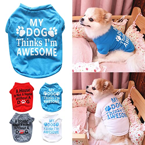 Hundeshirt für kleine Hunde, Katzen, Haustiere, Briefdruck T-Shirt für den Sommer, Coole Weste, Welpen, Basic, Tank-Top, Weiche Baumwolle Haustier Kleidung Pullover, Sommerkleidung für Hunde (Red, M) von MUMEOMU