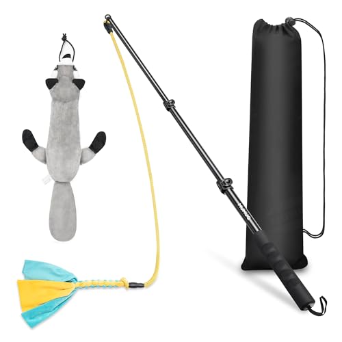 Dog Flirt Pole, einziehbarer Teasing Stick mit Köder, interaktives Hundespielzeug für Outdoor-Training, Spielübung, 101,6 cm Flirt Stick für kleine, mittelgroße und große Hunde von MUMUQ