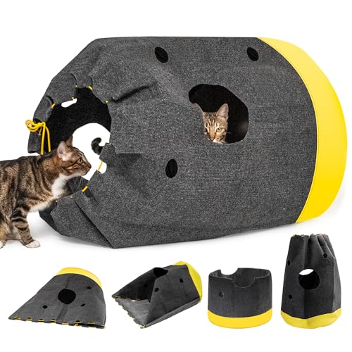 Zusammenklappbares Katzen-Aktivitätszentrum, Spielmatte, Spielteppich, Katzen-Aktivitäts-Abenteuer-Teppich für Indoor-Katzen, Kätzchen, große mittelgroße und kleine Tiere, Haustiere, Hasen von MUMUQ