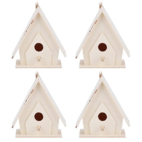 4 Stück Hängendes Vogelhaus aus Holz, Mini-Vogelhaus aus Holz, DIY-Vogelhaus aus Holz, Hängender Vogelhaus-Nistkasten Für Die Beobachtung Wilder Vögel von MUNEFE