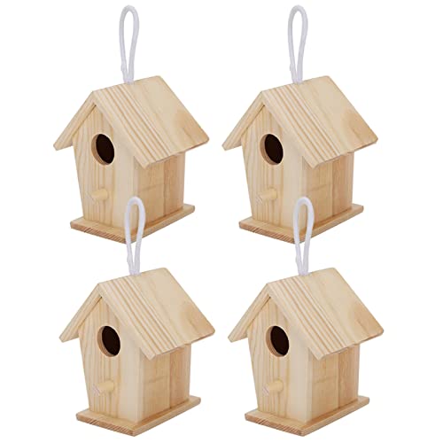 4-teiliges Mini-Vogelhaus aus Holz, Vogelhaus in Einzigartiger Form, Hängendes Vogelhaus Im Freien Für Gärten, Balkone Und Innenhöfe von MUNEFE