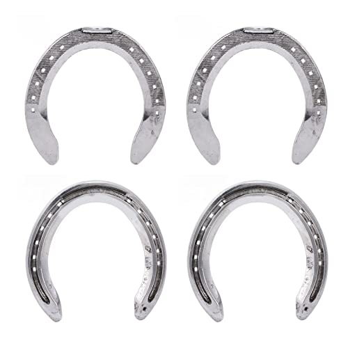 MUNEFE 4pcs Hufeisens, Aluminium-Legierung Hufeisens, Metall Front zurück Hufeisens Set für Rennbahn Bauernhof Reiten Pferds Zubehör (6) von MUNEFE