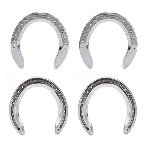 MUNEFE 4pcs Hufeisens, Aluminium-Legierung Hufeisens, Metall Front zurück Hufeisens Set für Rennbahn Bauernhof Reiten Pferds Zubehör (Typ 5 (8,3 x 8,3 x 3,5 Zoll)) von MUNEFE