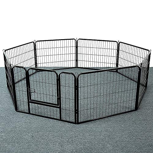 MUPAI Laufstall/Laufstall für Welpen, mit 1 Tür und 8 Paneele, für Hunde und andere Tiere, faltbar (8 Stück – 60 x 80 cm, schwarz) von MUPAI