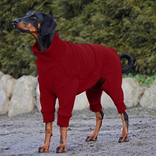 Winter-Hundebekleidung Einfarbig verdickte warme Baumwolle Pullover Großer Hund Haustier Fleece-Mantel Winddicht Stehkragen Vierbeiniger Anzug von MUPUKKR