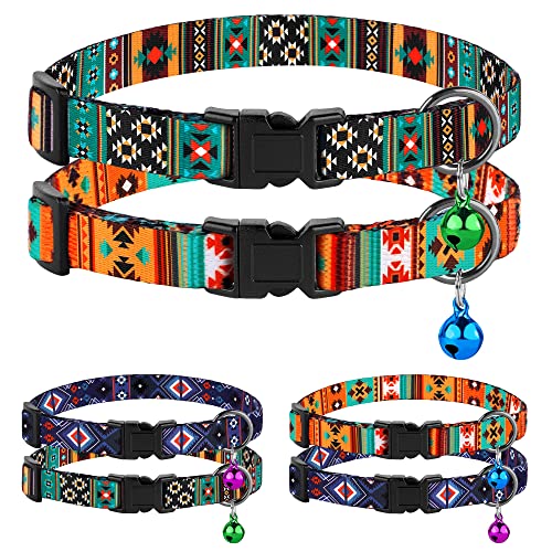 Katzenhalsband, mit Sicherheitsverschluss, verstellbar, Aztekenmuster, für Katzen, Kätzchen (Tribal + Südwest), 2 Stück von MUROM