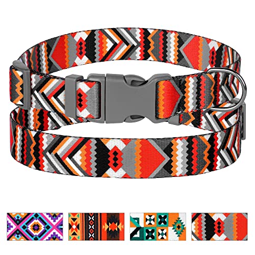 Tribal Hundehalsband mit Schnallenmuster, Aztekenmuster, geometrisches Nylon, Haustierhalsbänder, klein, mittel, groß, verstellbar, weich, ethnisches Jungen, Halsumfang 30.5 cm,40.6 cm) von MUROMTO