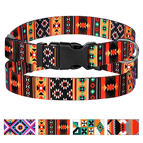 Tribal Hundehalsband mit Schnallenmuster, Aztekenmuster, geometrisches Nylon, für kleine und mittelgroße und große Welpen, verstellbar, weich, ethnisch, für Jungen und Mädchen (Tribal, Halsumfang 25,4 von MUROMTO