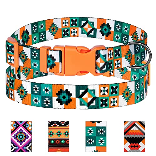 Tribal Hundehalsband mit Schnallenmuster, Aztekenmuster, geometrisches Nylon, für kleine und mittelgroße und große Welpen, verstellbar, weich, ethnisch, für Jungen und Mädchen (skandinavisch, von MUROMTO