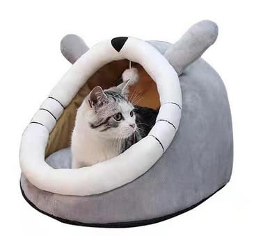 Lit Pour Animaux de Compagnie, Niche Pour Chat, Panier Pour Chat Semi-fermé, Grotte de Chat Maison Avec UNE Boule De Chat Avec Coussin Amovible et Lavable Pour Chats et Chiots (L) von MUYEE