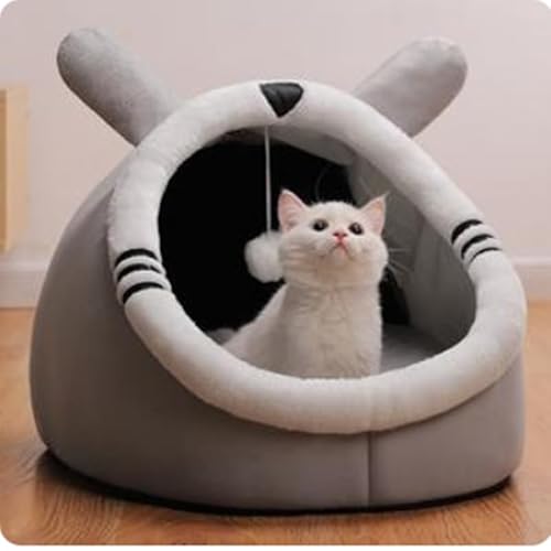 Lit Pour Animaux de Compagnie, Niche Pour Chat, Panier Pour Chat Semi-fermé, Grotte de Chat Maison Avec UNE Boule De Chat Avec Coussin Amovible et Lavable Pour Chats et Chiots (M) von MUYEE