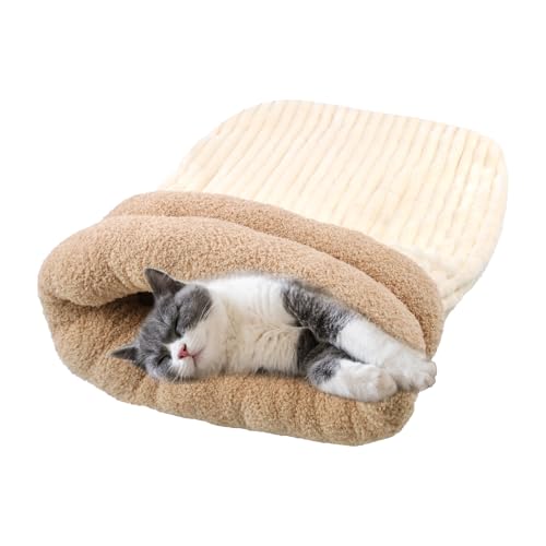 MUYG Großer Katzenschlafsack, weicher Plüsch-Katzen-Schlafsack, gemütlich, warm, Katzenhöhlenbett, Katzensack, Schlafsack für Innenkatzen, bequemer Winter-Katzen-Kuschelsack für Katzen, Kätzchen, von MUYG