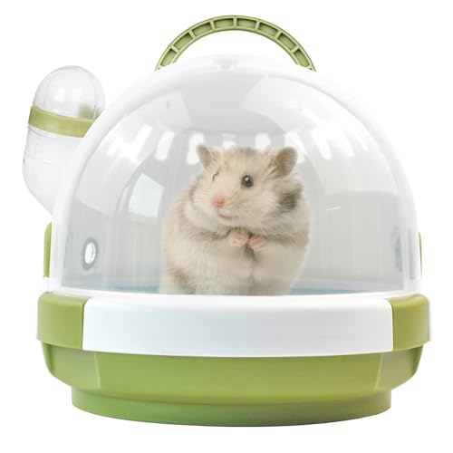 MUYG Hamster-Tragetasche mit Wasserflasche, tragbarer Zwerghamster-Reisetasche, Kunststoff, Meerschweinchen, Kleintiere, atmungsaktiv, Outdoor-Käfig für Hamster, Chinchillas, Igel (grün) von MUYG