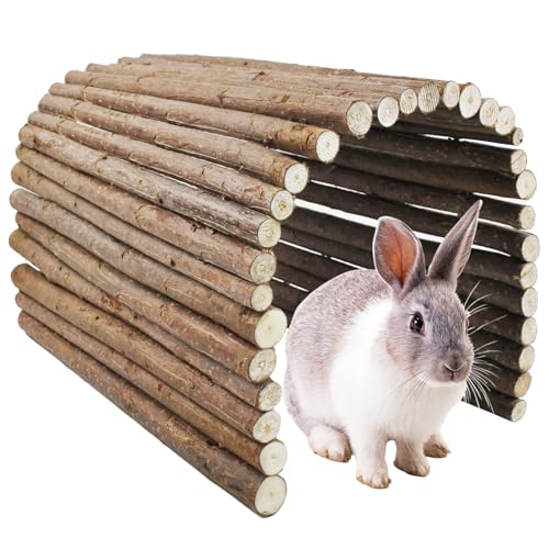 MUYG Holzbrücke für Kaninchen, Extra große Hamsterbrücke aus Holz, Leiter, Häschen, Klettern, Kauspielzeug, Kleintiere, flexible Versteck Rampe, Teiler, Tunnel für Meerschweinchen, Chinchilla, von MUYG