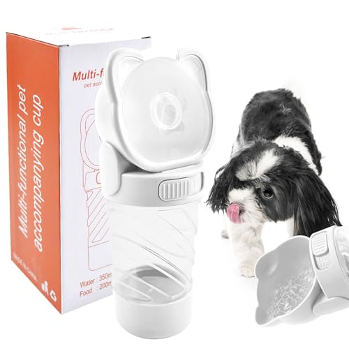 MUYG Hunde-Wasserflasche, tragbare Hunde-Wasserflasche und Lebensmittel, Outdoor-Hand-Trinkflaschen mit Futterbehälter, leicht, auslaufsicher, Welpen-Wasserspender für Haustiere, Spaziergänge, von MUYG