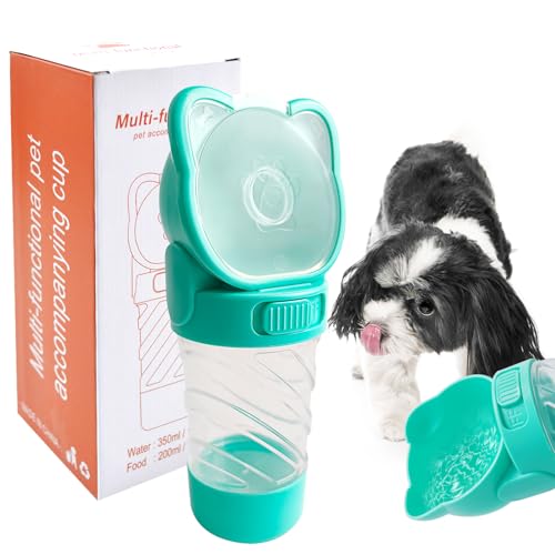 MUYG Hunde-Wasserflasche, tragbare Hunde-Wasserflasche und Lebensmittel, Outdoor-Hand-Trinkflaschen mit Futterbehälter, leicht, auslaufsicher, Welpen-Wasserspender für Haustiere, Spaziergänge, von MUYG