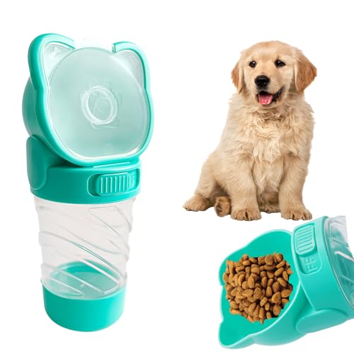 MUYG Hunde-Wasserflasche, tragbare Hunde-Wasserflasche und Lebensmittel, Outdoor-Hand-Trinkflaschen mit Futterbehälter, leicht, auslaufsicher, Welpen-Wasserspender für Haustiere, Spaziergänge, von MUYG