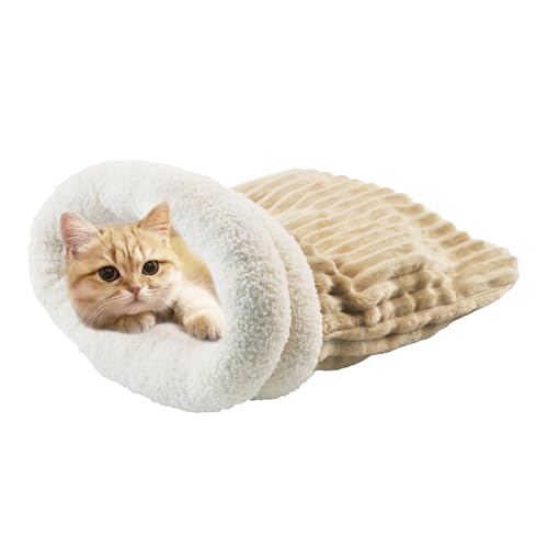 MUYG Katzensack-Schlafsack, groß, weicher Plüsch, gemütlich, warm, Katzenhöhlenbett, Katzenschlafsack für Innenkatzen, bequemer Winter-Katzen-Kuschelsack für Katzen, Kätzchen, Kaninchen, von MUYG