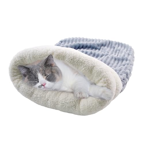 MUYG Katzenschlafsack für Hauskatzen, großer Katzensack, Schlafsack, weicher Plüsch, Katzenschlafsack, gemütlich, warm, Katzenhöhlenbett, bequem, Winter, Katzen-Kuschelsack für Katzen, Kätzchen, von MUYG