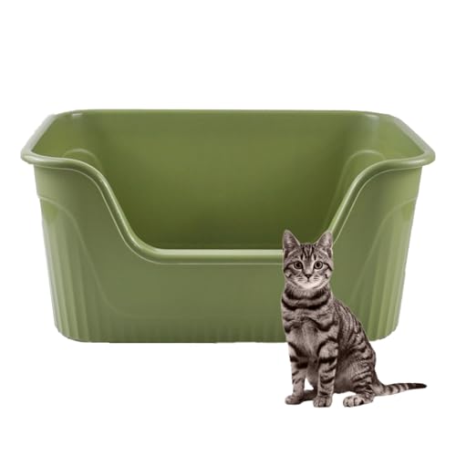 MUYG Katzentoilette, hohe Seite, einteilig, 54 x 41 x 27 cm, tiefer Einstieg, Jumbo-Katzentoilette, extra große Katzentoilette, offen, spritzwassergeschützt, leicht zu reinigen, für kleine, von MUYG