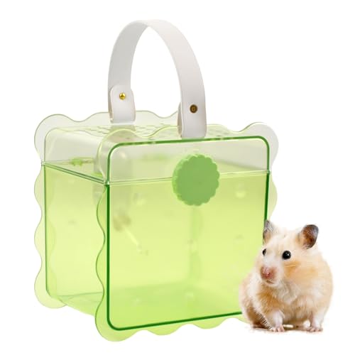 MUYG Tragbarer Hamster-Reisekäfig, Zwerghamster-Tragekäfig mit Wasserflasche, atmungsaktiv, Tragetasche für Kleintiere, für Mäuse, Zwerghamster, Zuckergleiter, Rennmäuse (grün) von MUYG