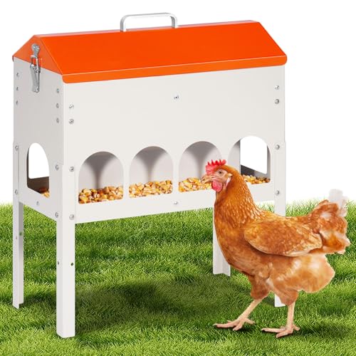 MUYIRTED Futterautomat Hühner Mit Füßen, 10kg Hühnerfutter Behälter, Hühner Futterspend, Verzinkter Futtertrog Für Tauben, Vögel, Enten, Höhenverstellbar, Orange MUYIRTED Futterautomat Hühner Mit Füßen, 10kg Hühnerfutter Behälter, Hühner Futterspend, Verzinkter Futtertrog Für Tauben, Vögel, Enten, Höhenverstellbar, Orange von MUYIRTED