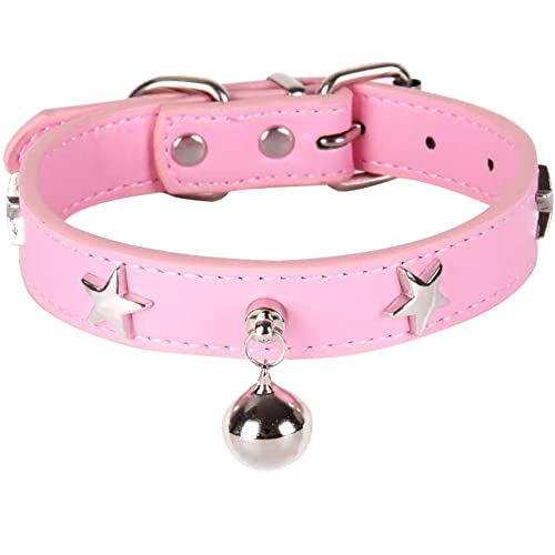 Hundehalsband mit Glöckchen und Stern-Nieten, Hunde-Halskette für Katzen, Welpen, kleine, mittelgroße und große Hunde, verstellbare Länge von MUZIEBA