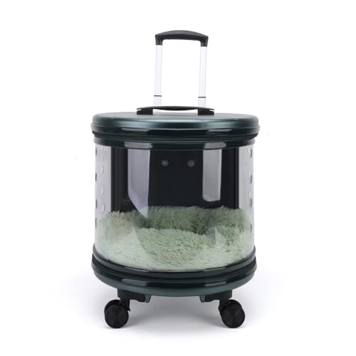 Haustier-Reise-Trolley-Koffer, leiser Rollkoffer für Katzen und Hunde, mit integrierter Matte und atmungsaktivem Design (grün) von MVXBICIA