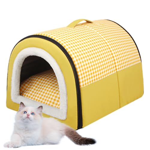 MWZBTG 45x32x35cm Überdachtes Katzenbettzelt, 2-in-1 Abnehmbares Katzenbett, Hundehausbett Freistehender Haustierversteck, Gemütliche Hundebetten Für Große Hunde, Katzenhöhle von MWZBTG