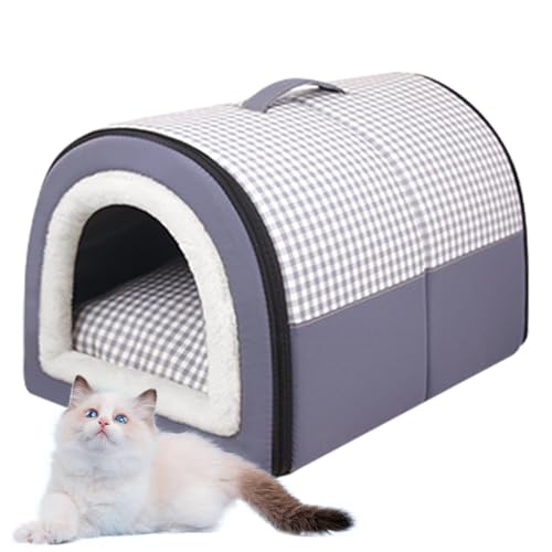 MWZBTG 45x32x35cm Überdachtes Katzenbettzelt, 2-in-1 Abnehmbares Katzenbett, Hundehausbett Freistehender Haustierversteck, Gemütliche Hundebetten Für Große Hunde, Katzenhöhle von MWZBTG