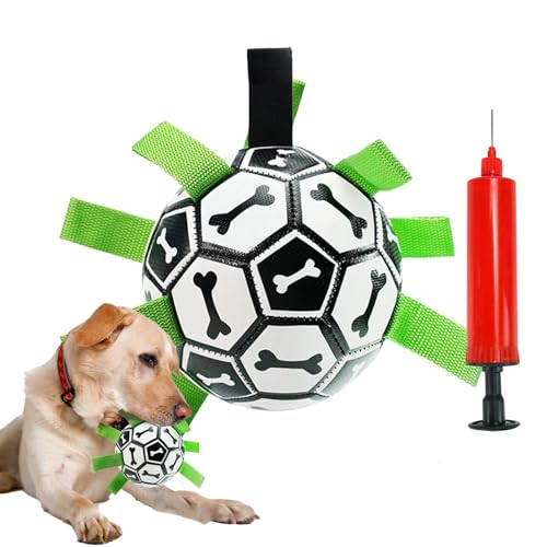 MWZBTG Fußballkugel für Hunde, Fußspielzeug für Fußballhund,Bälle mit Pumpe für Hunde - Welpenwasserspielzeug, Haustier -Yard -Spiele, unzerstörbarer Welpe Vorräte für das Spielen im Freien im Freien von MWZBTG