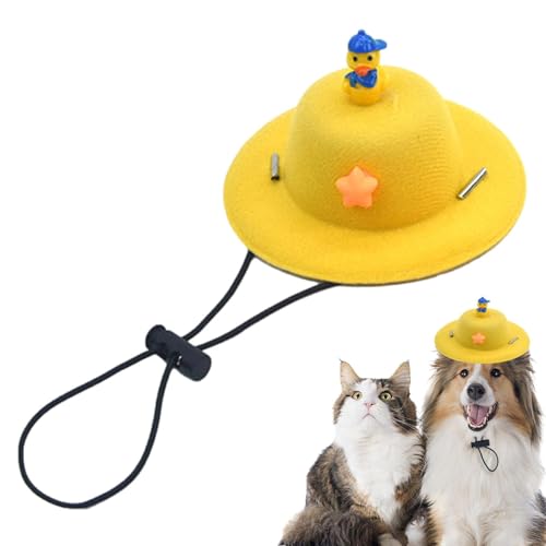 MWZBTG Hundekostüm-Mütze, Katzenkostüm-Mütze | Niedliche Enten-Design-Haustier-Cosplay-Mütze mit runder Krempe - Runde Krempe, Flexible Schnalle, Seil, Cosplay-Kopfbedeckung für Hasen von MWZBTG