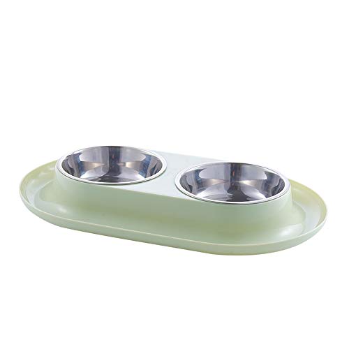 AnRui Doppelt Hund Katze Schalen Premium Edelstahl Fressnäpfen auslaufsicherem PP Station, Lebensmittel Wasser Feeder Hunde Futterstation Katzen Kleine Hunde, grün von MXCELL